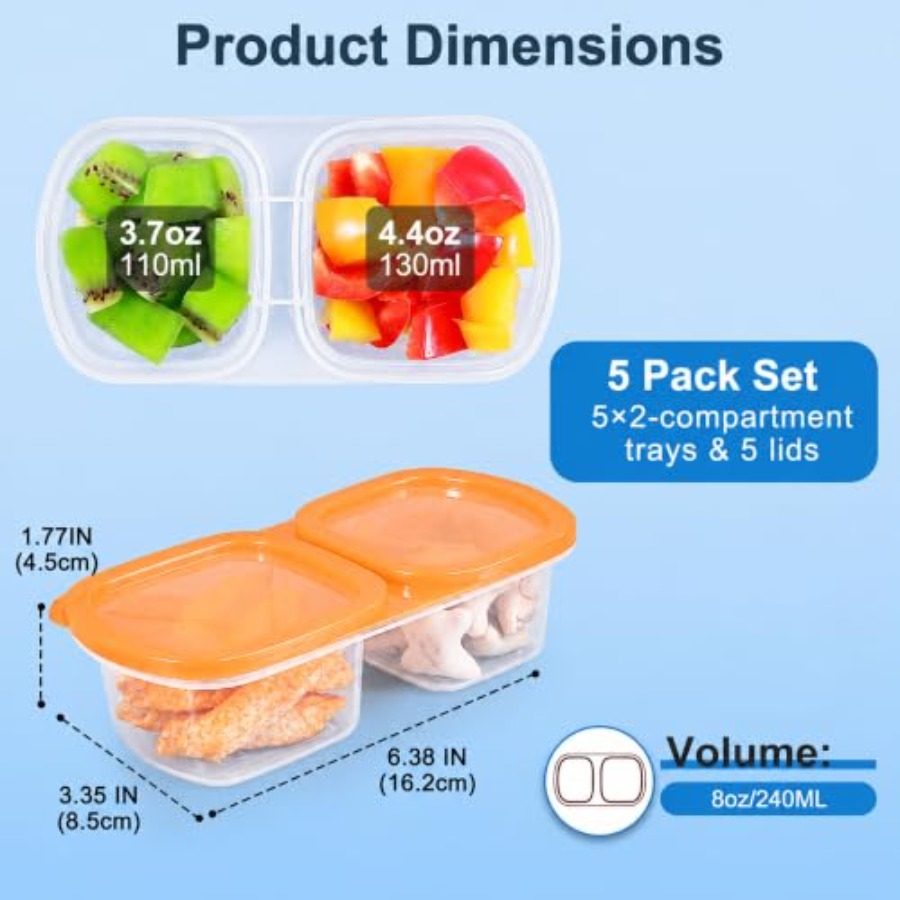 Lot de 5 contenants à collatio - Food Prep Snacks avis et prix