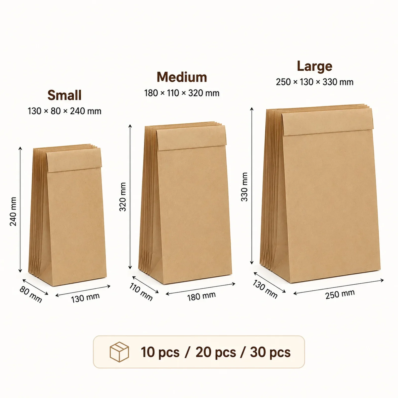 10-30 sacs en papier kraft bru - Food Snacks Gifts avis et prix