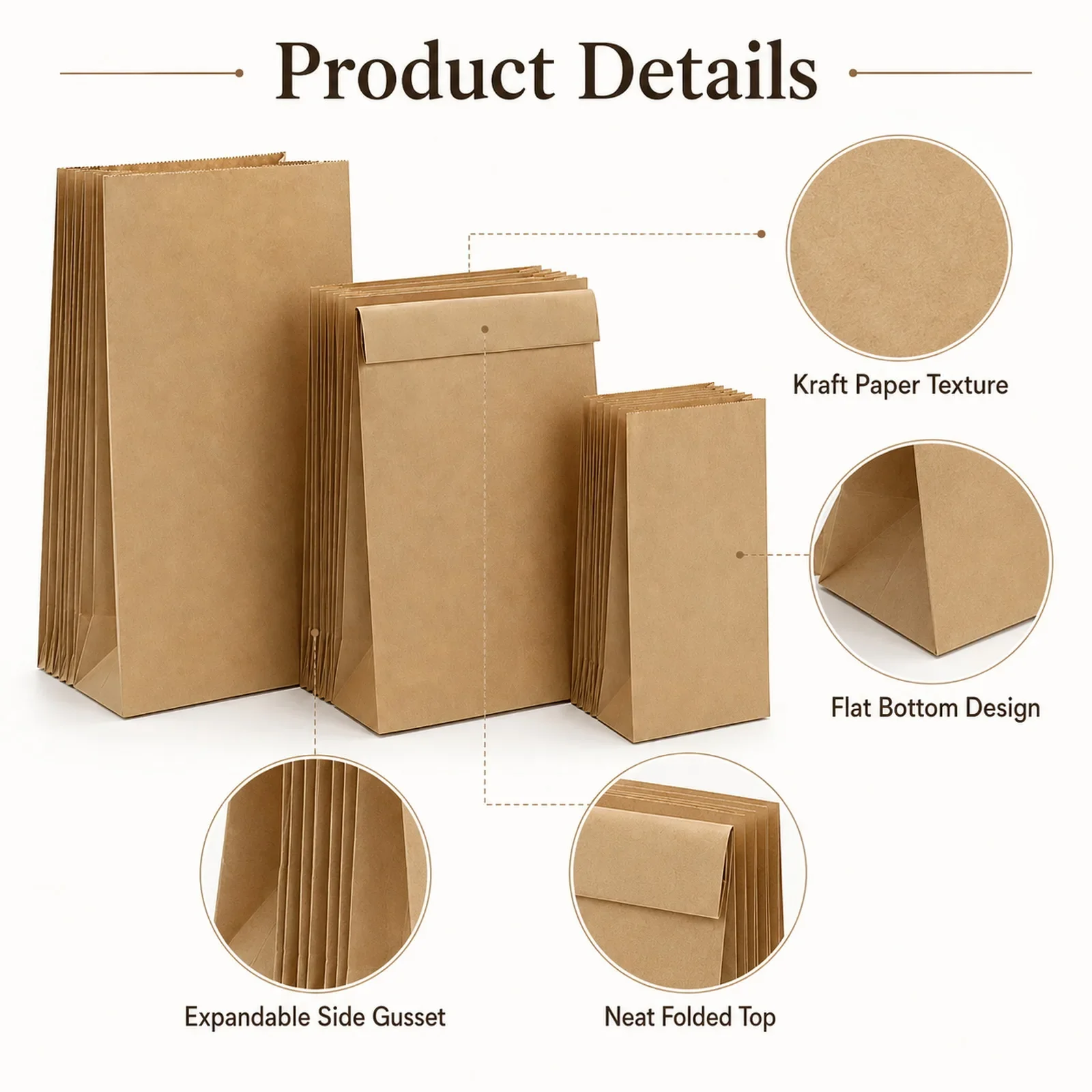 10-30 sacs en papier kraft bru - Food Snacks Gifts avis et prix